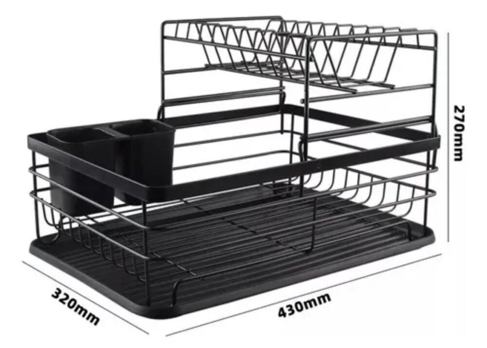 ESCURRIDOR PLATOS DOBLE ACERO NEGRO - Imagen 2