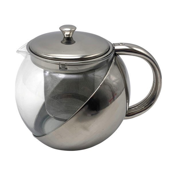 TETERA VIDRIO Y ACERO CON INFUSOR DE METAL 900 ml