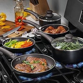 CACEROLA ANTIADHERENTE CON MANGO Y TAPA DE VIDRIO CHEFF-FLON