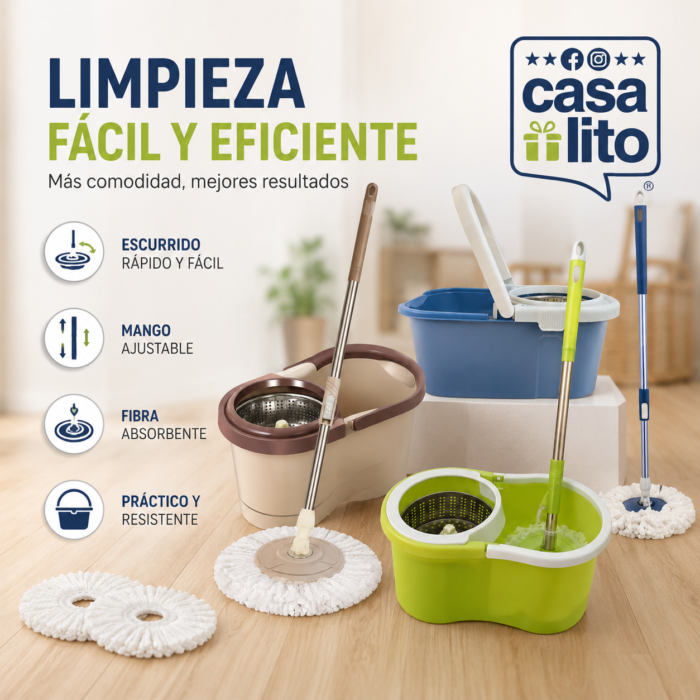 BALDE MOPA CENTRIFUGADORA EN ACERO INOX
