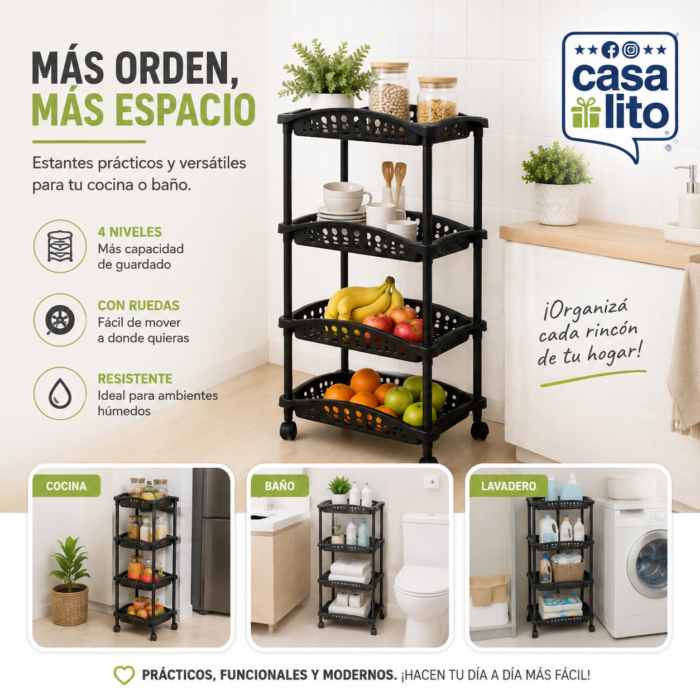 ORGANIZADOR 4 ESTANTES CON RUEDITAS