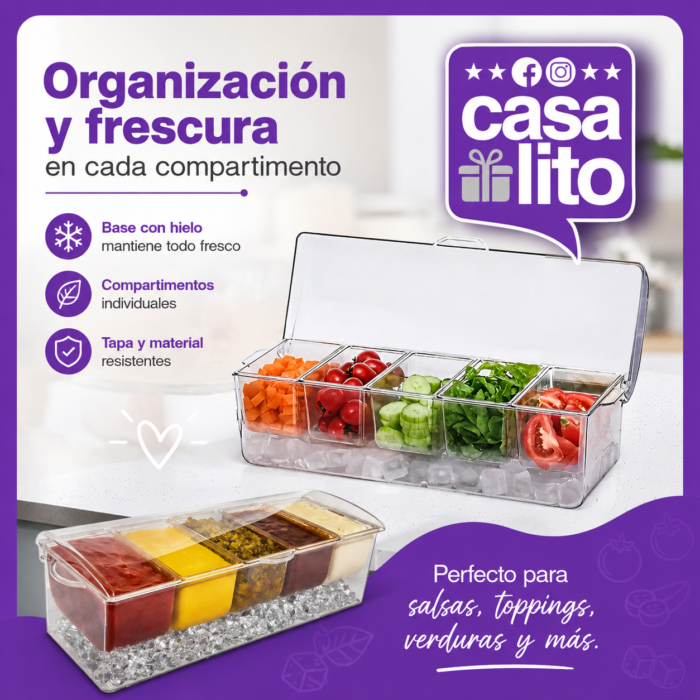 BANDEJA 5 COMPARTIMENTOS
ENFRIADO CON HIELO